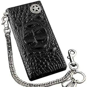 New Mens wallet Biker Leather Long Card Holder Wallet